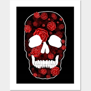Skull, Red Roses Posters and Art